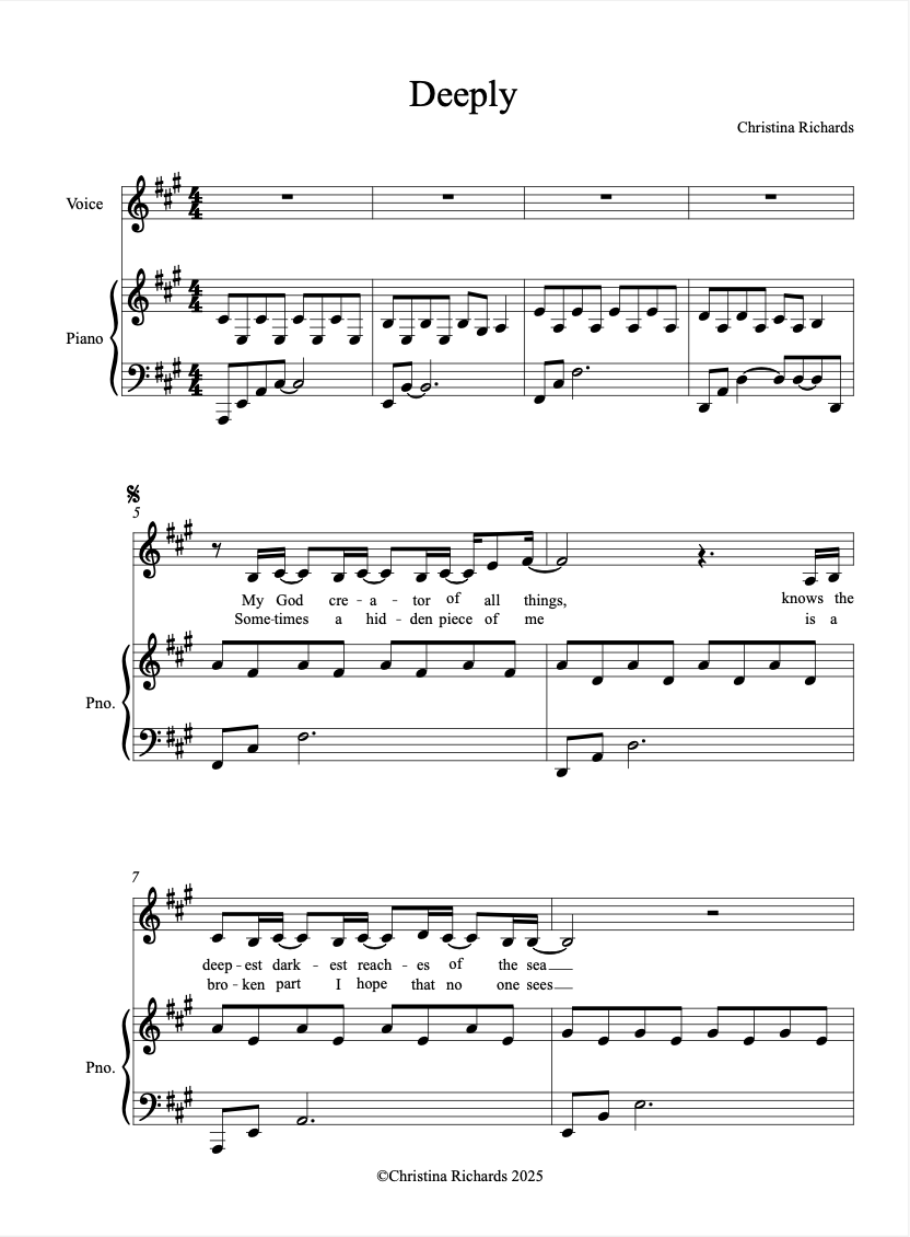 Deeply - Sheet Music